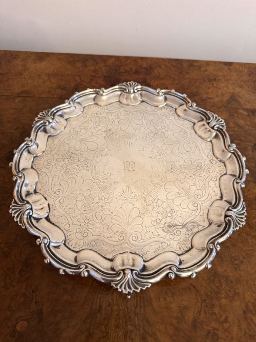 QUALITY ANTIQUE VICTORIAN SILVER PLATED TRAY - ADDITIONAL PHOTO 2