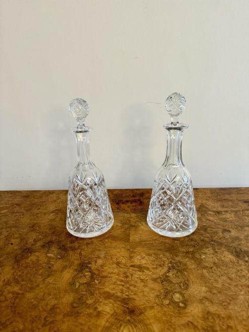 LOVELY PAIR OF ANTIQUE EDWARDIAN BELL SHAPED DECANTERS