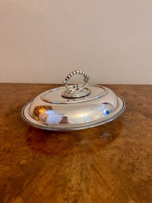 WONDERFUL QUALITY ANTIQUE EDWARDIAN SILVER PLATED ENTREE DISH - ADDITIONAL PHOTO 1