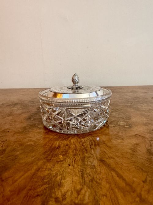 PRETTY QUALITY ANTIQUE EDWARDIAN CUT GLASS TRINKET BOX - ADDITIONAL PHOTO 1