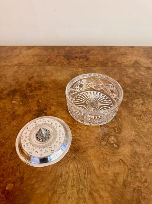 PRETTY QUALITY ANTIQUE EDWARDIAN CUT GLASS TRINKET BOX - ADDITIONAL PHOTO 2