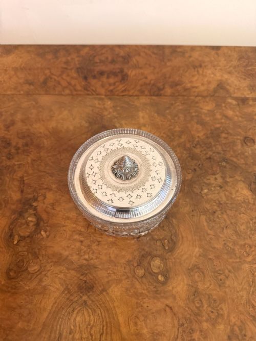 PRETTY QUALITY ANTIQUE EDWARDIAN CUT GLASS TRINKET BOX - ADDITIONAL PHOTO 3