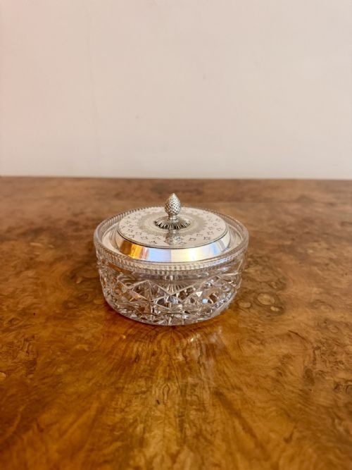 PRETTY QUALITY ANTIQUE EDWARDIAN CUT GLASS TRINKET BOX - ADDITIONAL PHOTO 4