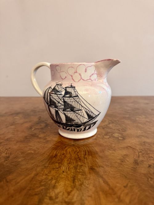 QUALITY ANTIQUE VICTORIAN SUNDERLAND LUSTRE JUG - ADDITIONAL PHOTO 2