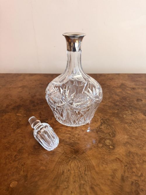 QUALITY ANTIQUE SILVER COLLAR DECANTER - ADDITIONAL PHOTO 3