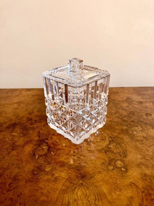 QUALITY ANTIQUE EDWARDIAN CUT GLASS BISCUIT JAR - ADDITIONAL PHOTO 1