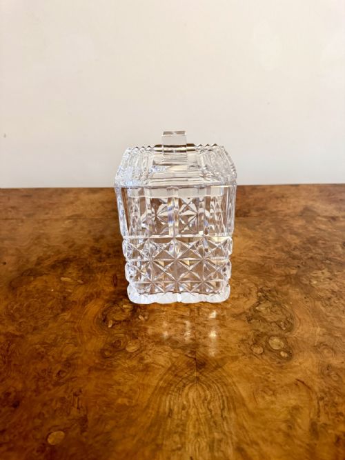 QUALITY ANTIQUE EDWARDIAN CUT GLASS BISCUIT JAR - ADDITIONAL PHOTO 4