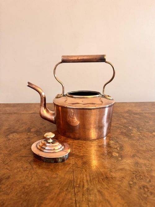 SMALL ANTIQUE GEORGE III QUALITY COPPER KETTLE - ADDITIONAL PHOTO 1