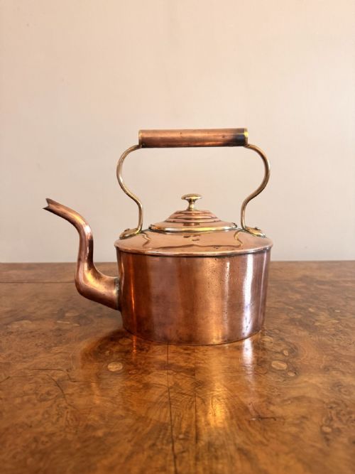 SMALL ANTIQUE GEORGE III QUALITY COPPER KETTLE - ADDITIONAL PHOTO 2