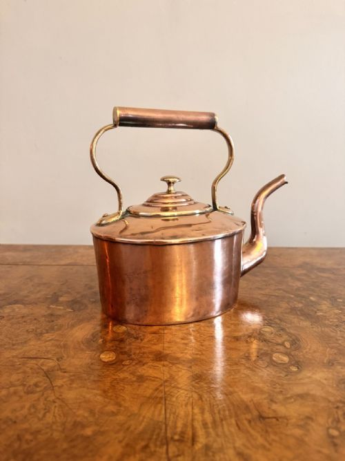 SMALL ANTIQUE GEORGE III QUALITY COPPER KETTLE - ADDITIONAL PHOTO 4