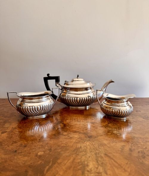 ANTIQUE EDWARDIAN SILVER PLATE THREE PIECE TEA SET - ADDITIONAL PHOTO 2
