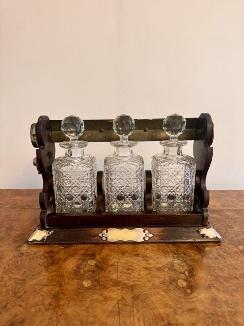 WONDERFUL ANTIQUE OAK THREE BOTTLE TANTALUS - ADDITIONAL PHOTO 1