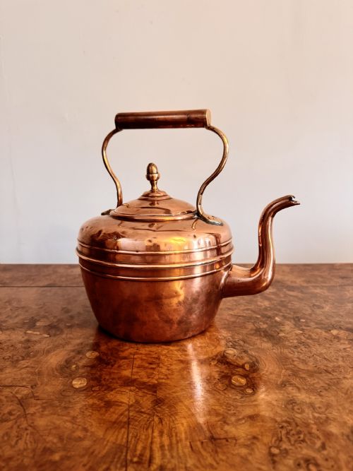 QUALITY ANTIQUE VICTORIAN COPPER KETTLE - ADDITIONAL PHOTO 5