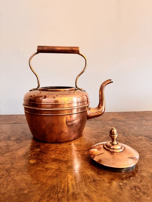 QUALITY ANTIQUE VICTORIAN COPPER KETTLE - ADDITIONAL PHOTO 1