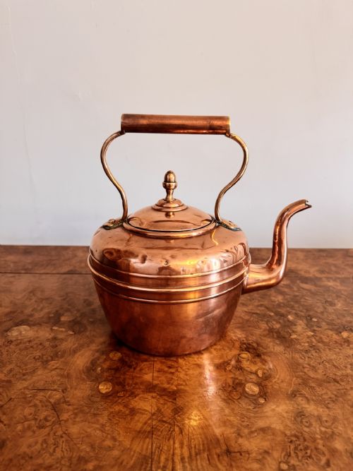 QUALITY ANTIQUE VICTORIAN COPPER KETTLE - ADDITIONAL PHOTO 2