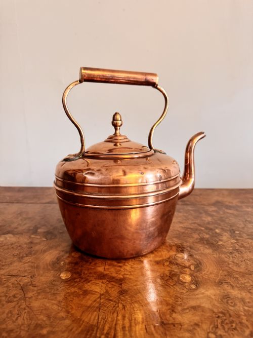 QUALITY ANTIQUE VICTORIAN COPPER KETTLE - ADDITIONAL PHOTO 4
