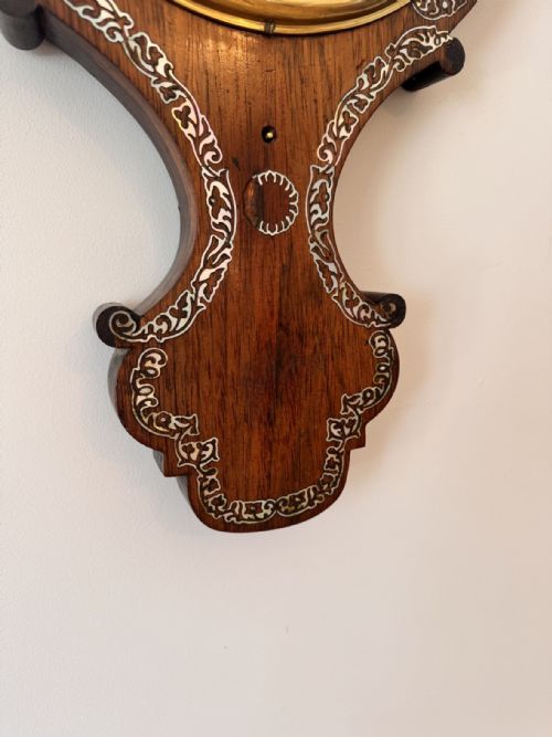 FANTASTIC QUALITY ANTIQUE 19TH CENTURY MAHOGANY MOTHER OF PEARL INLAID BAROMETER - ADDITIONAL PHOTO 5