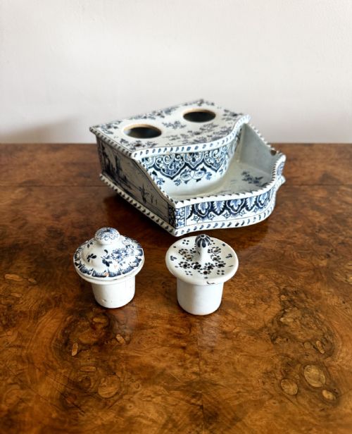 LOVELY QUALITY ANTIQUE DUTCH DELFT INKSTAND - ADDITIONAL PHOTO 3