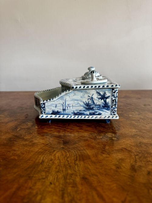 LOVELY QUALITY ANTIQUE DUTCH DELFT INKSTAND - ADDITIONAL PHOTO 6