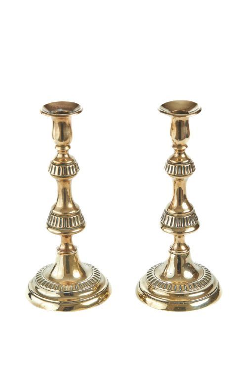 PAIR OF ANTIQUE VICTORIAN ORNATE BRASS CANDLESTICKS