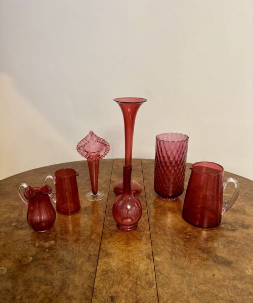 QUALITY COLLECTION OF ANTIQUE CRANBERRY GLASS - ADDITIONAL PHOTO 7