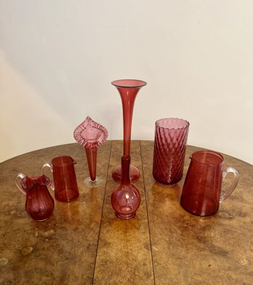 QUALITY COLLECTION OF ANTIQUE CRANBERRY GLASS