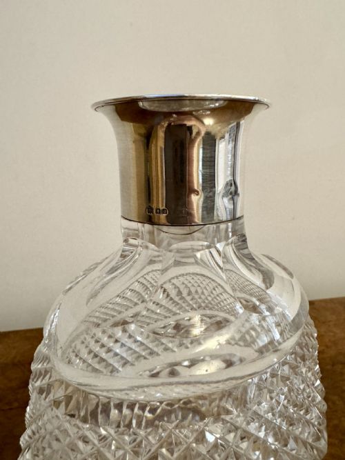 QUALITY ANTIQUE EDWARDIAN SILVER COLLAR SHAPED DECANTER - ADDITIONAL PHOTO 4