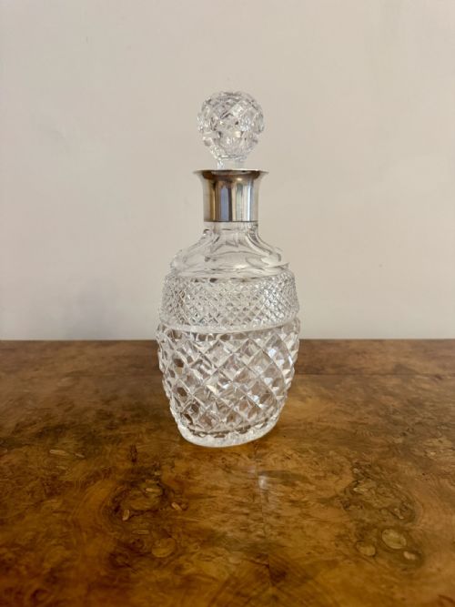 QUALITY ANTIQUE EDWARDIAN SILVER COLLAR SHAPED DECANTER - ADDITIONAL PHOTO 3