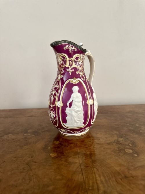 QUALITY ANTIQUE VICTORIAN PEWTER LIDDED WATER JUG - ADDITIONAL PHOTO 2