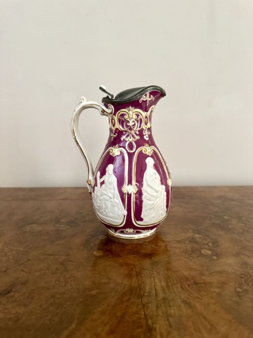 QUALITY ANTIQUE VICTORIAN PEWTER LIDDED WATER JUG
