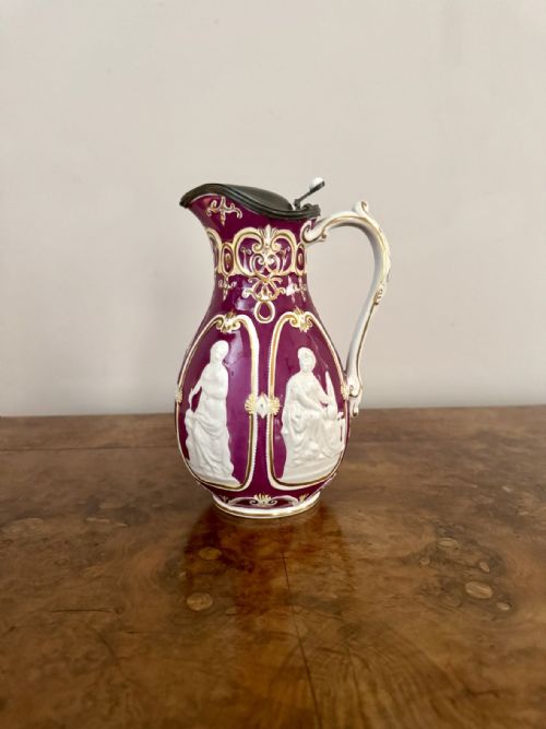 QUALITY ANTIQUE VICTORIAN PEWTER LIDDED WATER JUG - ADDITIONAL PHOTO 4