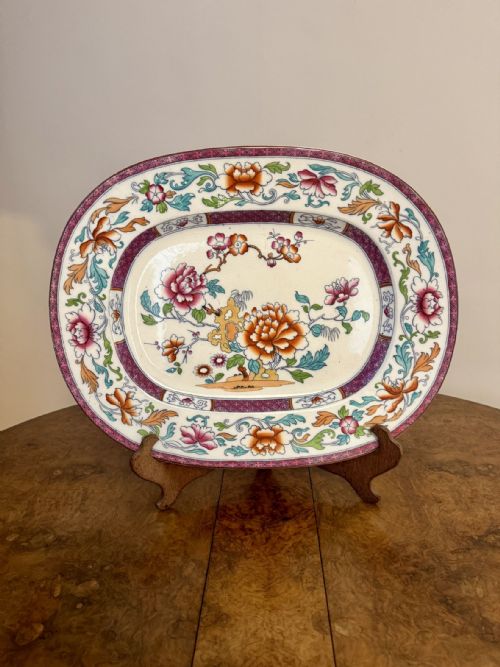 PRETTY ANTIQUE VICTORIAN LARGE MEAT PLATTER - ADDITIONAL PHOTO 2