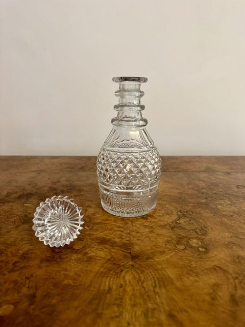 QUALITY ANTIQUE EDWARDIAN CUT GLASS DECANTER - ADDITIONAL PHOTO 2
