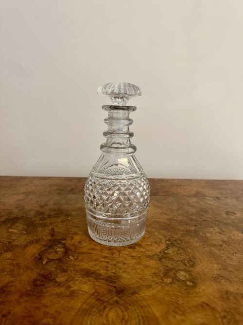 QUALITY ANTIQUE EDWARDIAN CUT GLASS DECANTER - ADDITIONAL PHOTO 1