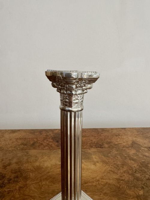 PRETTY PAIR OF ANTIQUE EDWARDIAN SILVER PLATED CANDLESTICKS - ADDITIONAL PHOTO 4