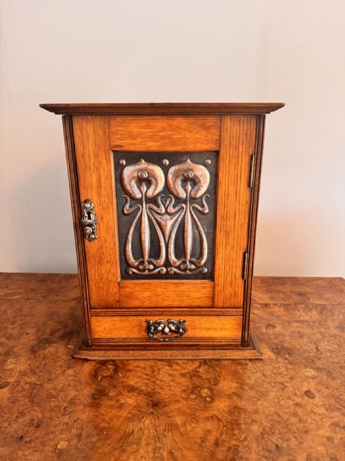 Antique Art Nouveau Golden Oak Smokers Cabinet