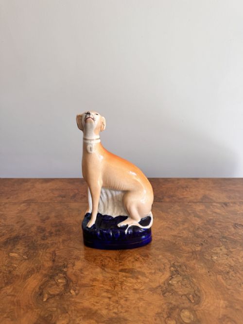 Lovely Antique Victorian Staffordshire Seated Greyhound