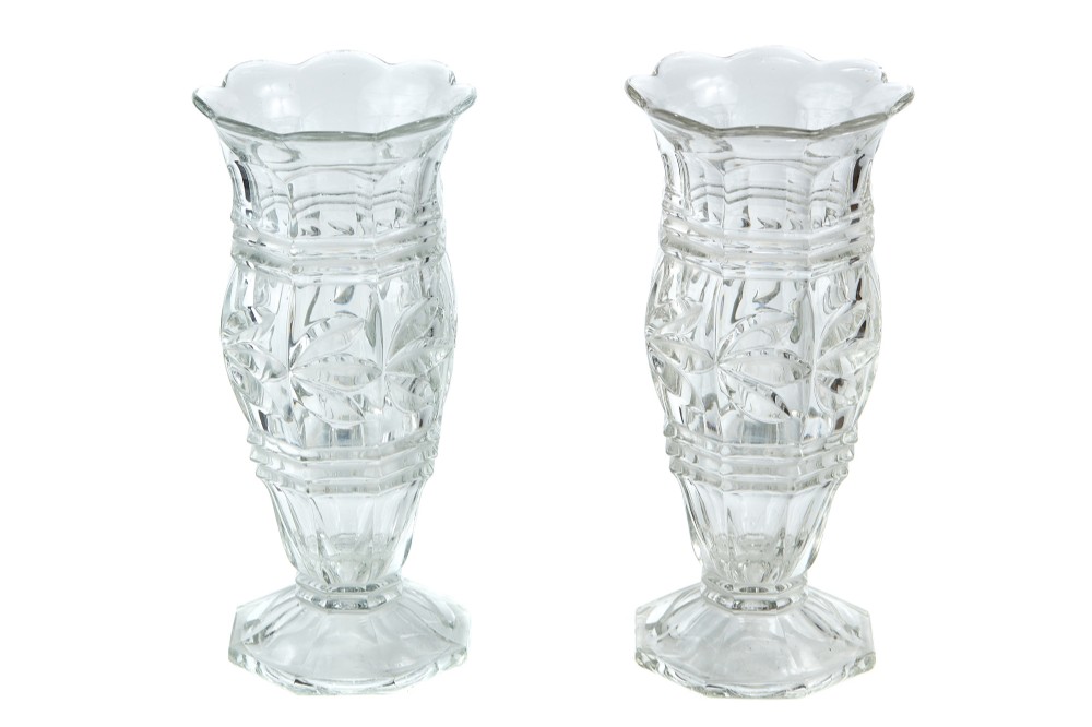 Beautiful Pair Of Antique Glass Edwardian Vases
