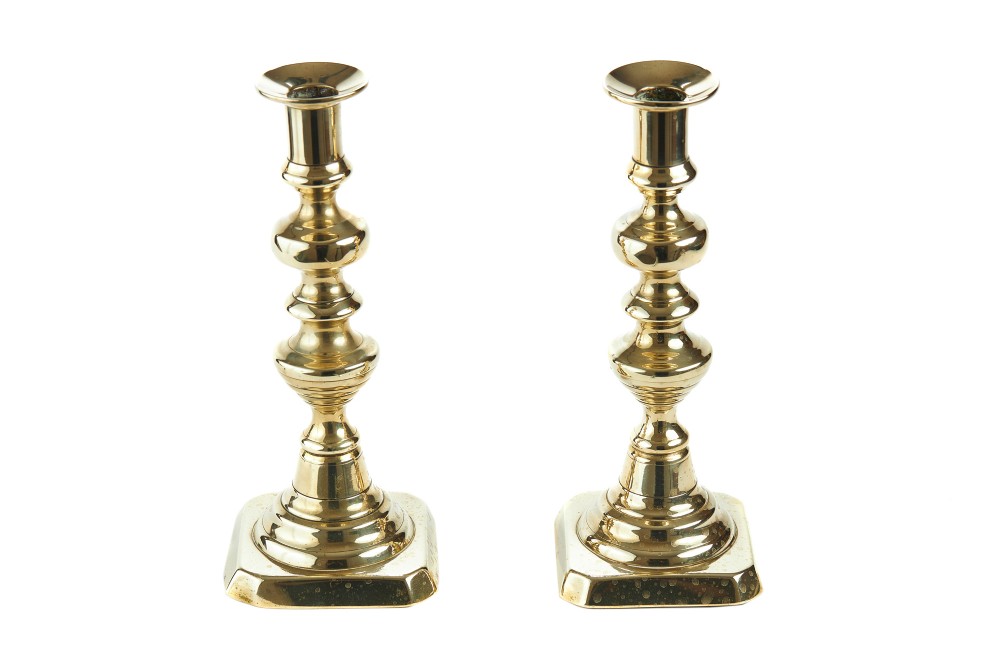 Pair Of Antique Victorian Brass Candlesticks