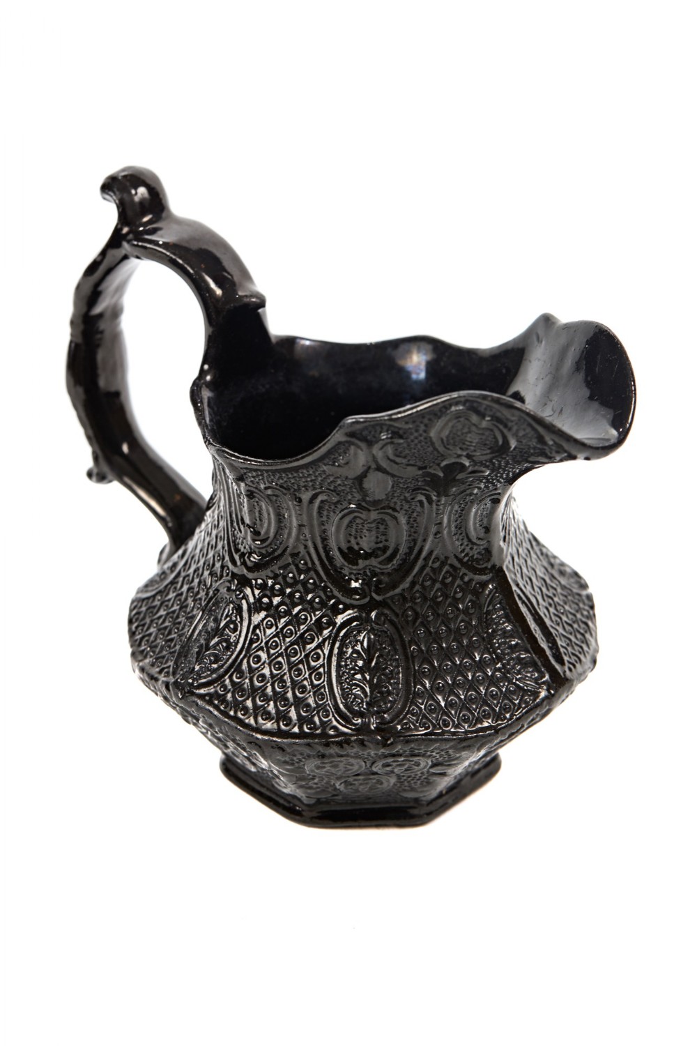 Antique 19th Century Black Basalt Pottery Milk Jug