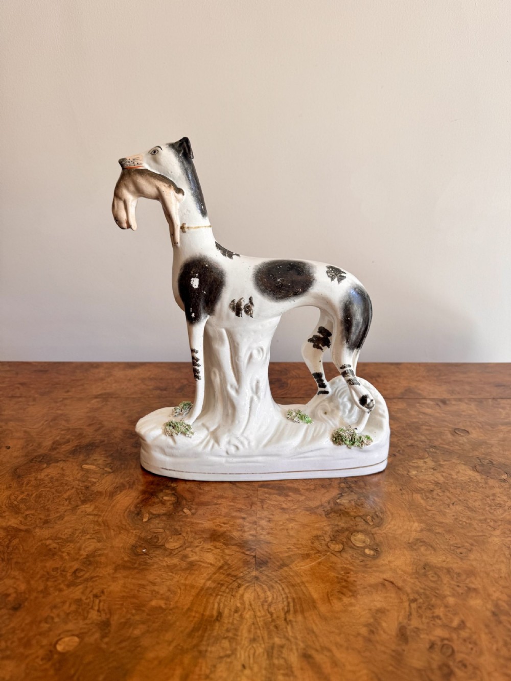 Large antique Victorian Staffordshire greyhound 