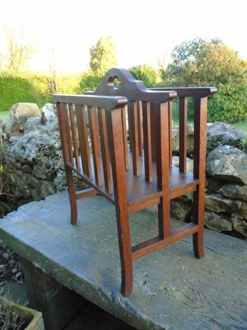 Arts & Crafts oak magazine rack probably Heals