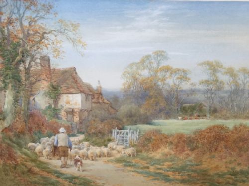 charles james adams watercolour - CATEGORY: ANTIQUE ART - DATED 1900