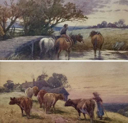 pair of thomas rowden watercolours - CATEGORY: ANTIQUE ART - DATED 1900