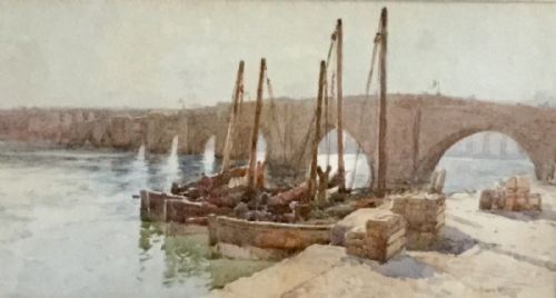 harry wanless watercolour 'berwick ontweed' - CATEGORY: ANTIQUE ART - DATED 1910