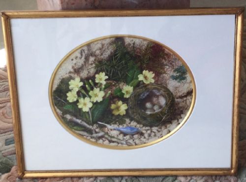JOHN SHERRIN WATERCOLOUR 'BIRDS NEST WITH PRIMROSES' - ADDITIONAL PHOTO 1