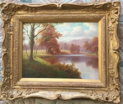 EVERETT WATSON MELLOR OIL PAINTING 'BOLTON ABBEY FROM THE WHARFEYORKSHIRE' - ADDITIONAL PHOTO 1