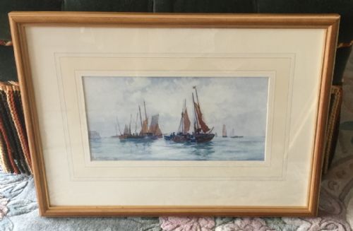 ALBERT STRANGE WATERCOLOUR 'SHIPPING OFF SCARBOROUGH PIER' - ADDITIONAL PHOTO 1
