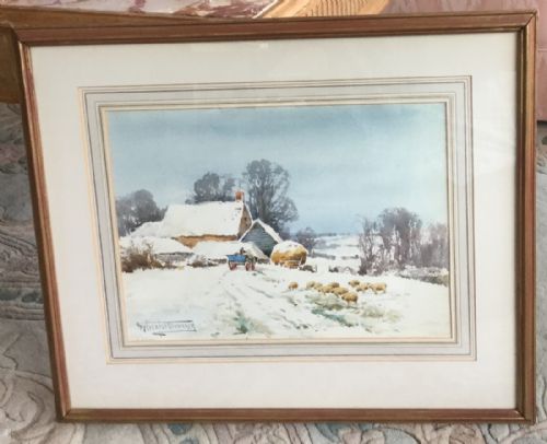 HENRY JOHN SYLVESTER STANNARD WATERCOLOUR 'WINTER LANDSCAPE WITH SHEEP' - ADDITIONAL PHOTO 1