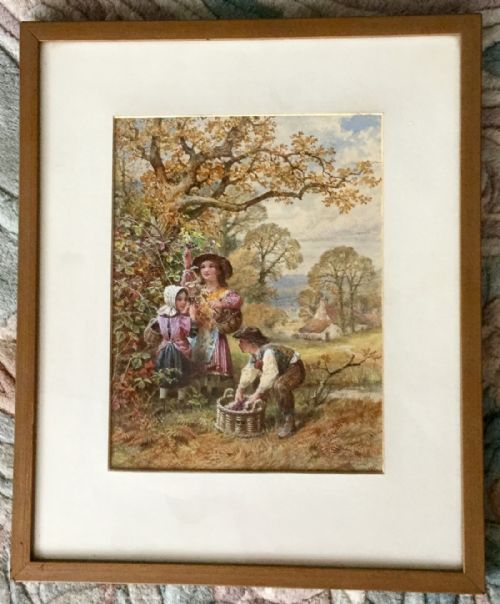 WILLIAM STEPHEN COLEMAN WATERCOLOUR ' CHILDREN BLACKBERRYING' - ADDITIONAL PHOTO 1